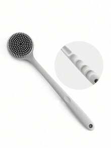 Silicone Long Handle Bath Brush Body Scrubber Back Exfoliator Shower Cleaning Massager Rich Foam Home Bathroom Essential Gift - Multicolor - View 11