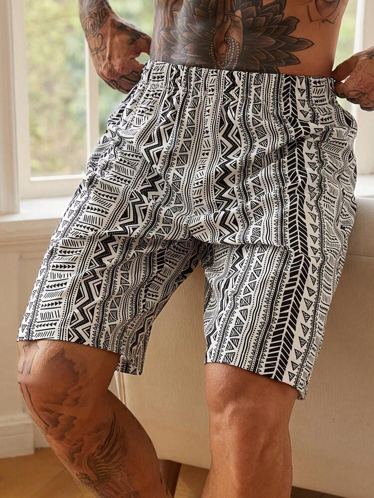 Floral Print Elastic Waist Men's Loungewear Bottoms