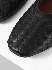 MOTF ZAPATOS PLANOS ELEGANTES Y VERSÁTILES PARA MUJERES, DE COLOR NEGRO TEJIDO CON HEBILLA AJUSTABLE - Negro - Ver 6