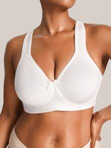 Barelissa 1件前开式加大码无钢圈文胸 - 白色 - 查看 3