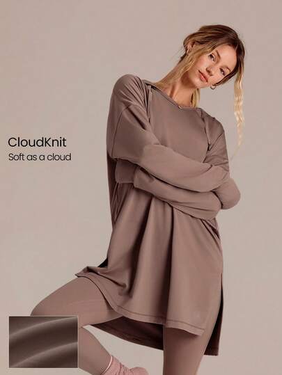 GLOWMODE Áo sweatshirt dài tay dáng rộng, chất liệu mềm mại, dài đến hông, có dây rút điều chỉnh, kèm lỗ xỏ ngón tay cái, thích hợp mặc hàng ngày vào mùa xuân hè.