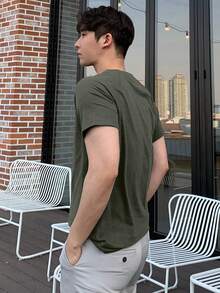 DAZY Men's Raglan Sleeve Plain T Shirt For Summer Easter - Green - View 2