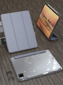 1 Ốp lưng gập ba trong suốt hoàn toàn cho iPad, vỏ mỏng chống sốc, chống rơi, có ngăn đựng bút, tương thích với các dòng máy tính bảng iPad Mini 4/5/6, 9.7/10.2/10.5 inch, Air 4/5/6/7, thế hệ thứ 10/11, Pro 11 inch, Air 11 (M2), Air 13, Air 13 và Pro 11 (M4). Mặt lưng trong suốt cao cấp cho phép tự thiết kế theo ý thích - Màu xám tím. - Bụi tím - Xem 21