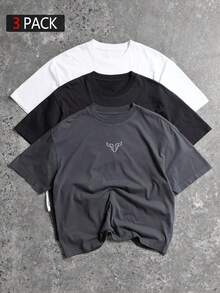 Sport MetroGents Men's Graphic Print Round Neck Short Sleeve Sports T-Shirt, Summer - Dark Grey - View 1