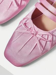 MOTF PREMIUM FASHIONABLE VINTAGE COMFORTABLE CASUAL BOW DECOR FLATS FOR CHRISTMAS SPRING SHOES - Baby Pink - View 5