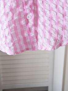 SHEIN Young Girl Summer Casual Striped Shirt With Bow Decor - Multicolor - View 7