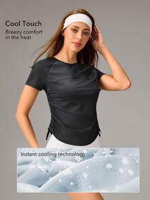 OutZeal Women Outdoor Black Tee Hiking Camping Cool Touch UV Protection Short Sleeve T-Shirt Summer Spring - Black - View 3