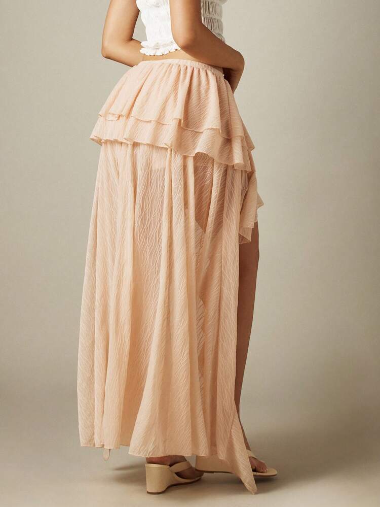 MISSGUIDED Tiered Ruffle High Low Asymmetric Skirt