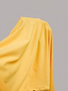 SHEIN EZwear 夏季纯色褶皱腰部吊带裙 - 黃色 - 查看 6