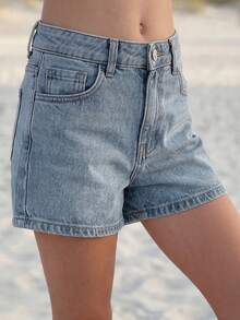 Dazy Kids Casual Loose Straight Cropped Washed Denim Shorts For Big Tween Girls Summer - Light Wash - View 1