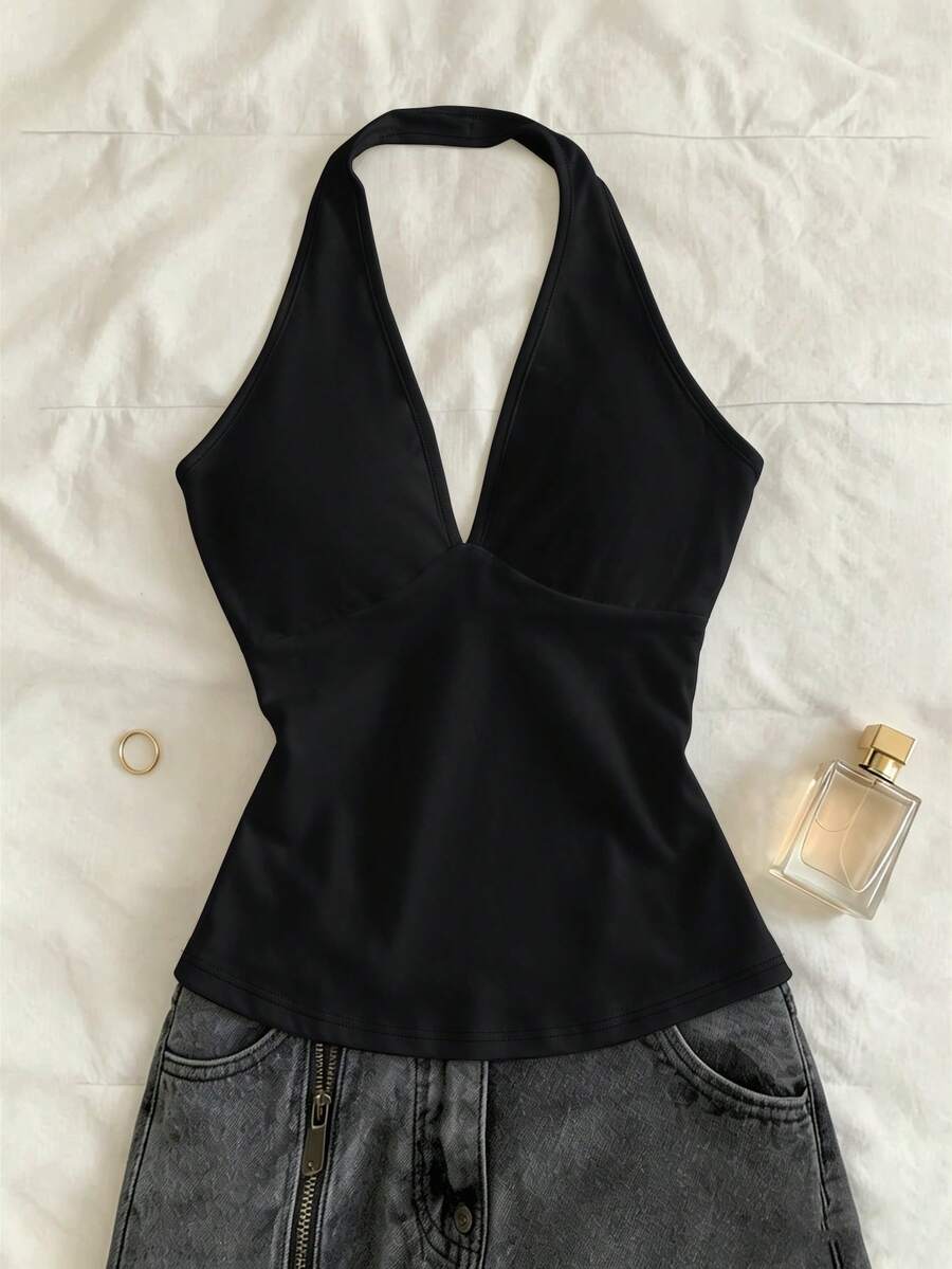 Glimmora Trang phục nữ, Áo nữ, Áo tank top thường ngày, Áo thời trang, Áo phong cách Y2K, Quần áo Y2K, Họa tiết hoa, Áo kiểu Trung Quốc - màu đen - Xem 1