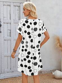 EMERY ROSE Abito estivo casual a stampa, senza maniche, con scollo tondo e linea ad A - nero - Visualizzare 2