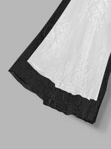 Franclia 大尺碼女款休閒 70 年代性感蕾絲上衣，優雅度假穿搭，黑色全白蝴蝶結肩帶短袖夏季夜晚派對 - 黑與白 - 查看 4