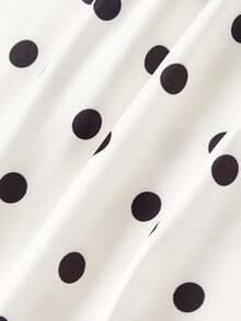 SHEIN MOD Women's Elegant 90s Inspired 70s 2000s Retro White With Black Polka Dots Polka Dot Print Long Dress, Summer Party Vacation Festival Outfits Beach - Black and White - View 4