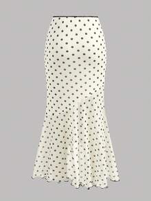 SHEIN Girlism Tween Girls' Casual Polka Dot Print Contrast Ribbon Decor Asymmetric Hem Camisole And Tulip Hem Skirt Set - Beige - View 8