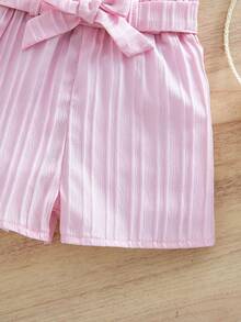 SHEIN 3件套女婴针织纯色开衫、针织连体衣和帽子套装 - 粉色 - 查看 6