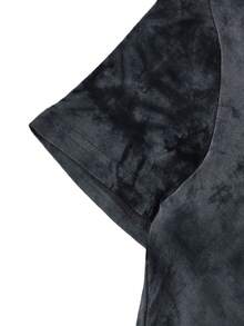 SHEIN EZwear Áo thun xoắn lại Tie Dye màu đen Sexy - màu đen - Xem 3