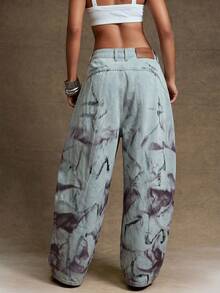 Denimoi Wide Barrel Leg Unique Washed Denim Jeans Fashionable Streetwear - Light Wash - View 8