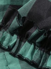 DAZY Bộ đồ ngủ nữ kẻ caro cổ tròn không tay và quần short - trắng - Xem 9