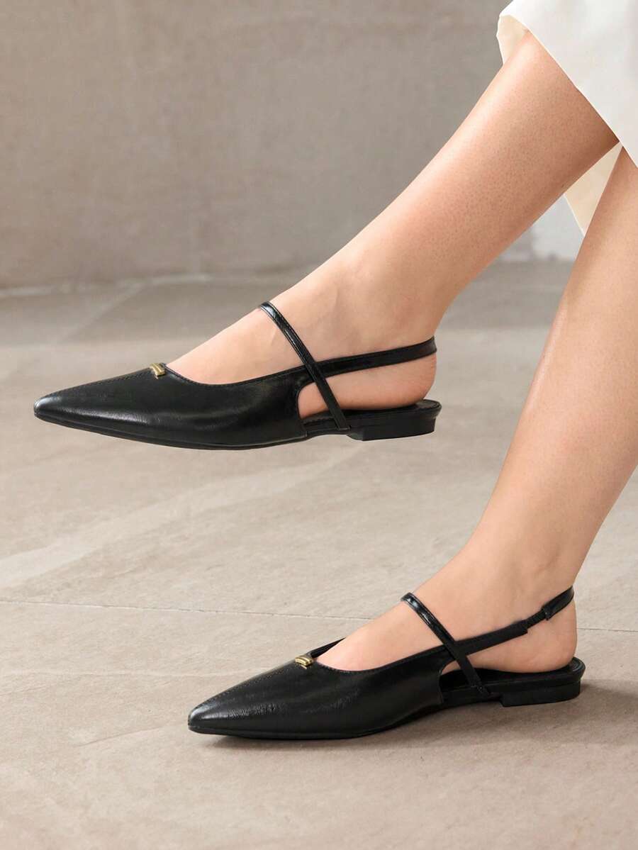 MOTF ZAPATOS PLANOS SIN ESPALDA MINIMALISTAS PARA MUJER - Negro - Ver 1