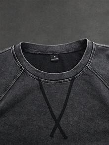 SLATEMANN Áo thun nam cổ tròn tay raglan ngắn tay kiểu dáng thường ngày - màu đen - Xem 5