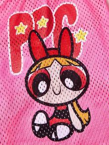 THE POWERPUFF GIRLS X SHEIN 1件可爱卡通印花网眼宠物背心，运动背心，猫狗通用，尺码从XXS到XXXXXL（XS到XL），友谊、花花、泡泡、毛毛图案 - 彩色 - 查看 2