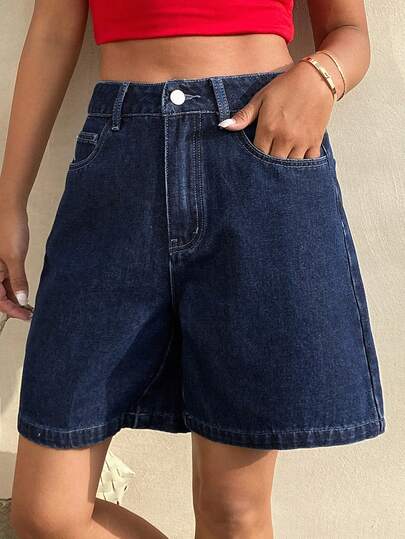 DAZY Quần short denim dáng rộng thoải mái dành cho nữ, thích hợp cho mùa xuân và mùa hè.
