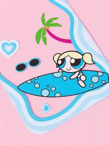 THE POWERPUFF GIRLS X SHEIN 1款卡通图案印花防水触屏透明水上运动手机包，适用于漂流、沙滩、游泳、划船、皮划艇、徒步旅行，可保护手机、相机、现金、护照、文件免受水、沙、雪、灰尘的侵害。图案包括爱心、花朵、泡泡、毛茛花。 - 藍色 - 查看 6