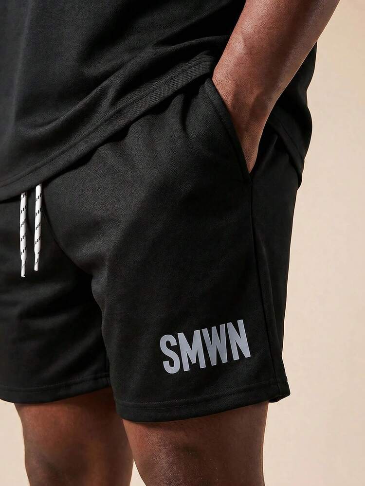 Boys Oversized Graphic Tee And Shorts Coordinate Set With Letter Print Summer Streetwear Urban Casual Matching Outfit Black Two Piece