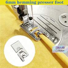 1pc Multi-Function Sewing Machine Presser Foot, Household 6mm Presser Foot Hemmer Foot Set - Easily Sew Perfect Hemming | Sewing Gift For Women, Suitable For Beginners | Universal Low Shank Quick-Release For Singer - silver - View 2