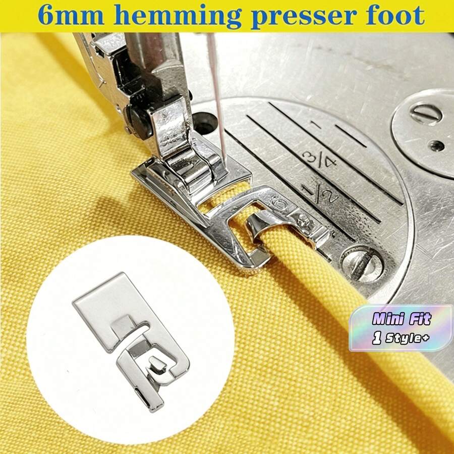 1pc Multi-Function Sewing Machine Presser Foot, Household 6mm Presser Foot Hemmer Foot Set - Easily Sew Perfect Hemming | Sewing Gift For Women, Suitable For Beginners | Universal Low Shank Quick-Release For Singer