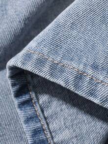 DAZY Quần short denim in họa tiết thường ngày dành cho nữ/bé gái - Rửa nhẹ - Xem 7