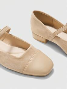 CUCCOO BIZCHIC Women's Daily Commute Casual Versatile Solid Color Splicing High Heels - Apricot - View 6