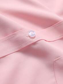 Manfinity Mode Camisa casual de negocios formal para hombre de unicolor con bolsillo delantero, botones y manga larga - Rosa - Ver 5