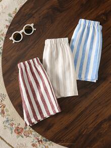 Cozy Pixies Quần short cạp chun kẻ sọc nhiều màu sắc cho bé trai, đa năng và thoải mái. - Nhiều màu - Xem 4