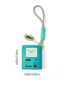 ADVENTURE TIME X SHEIN Retro Game Console Themed Faux Leather Earbud Case, Cute Protective Cover With Lanyard & Charm, Multi-Use As AirPods Case, Bag Charm & Keychain Accessory - Green - View 7