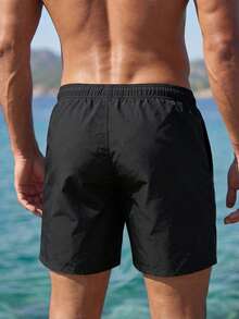 Manfinity KASUA Pantalones cortos de playa para hombre con estampado de leopardo, color de contraste, bolsillos inclinados y cintura con cordón, para vacaciones - Multicolor - Ver 2