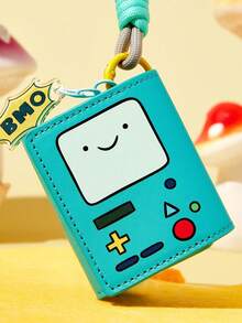 ADVENTURE TIME X SHEIN Retro Game Console Themed Faux Leather Earbud Case, Cute Protective Cover With Lanyard & Charm, Multi-Use As AirPods Case, Bag Charm & Keychain Accessory - Green - View 2