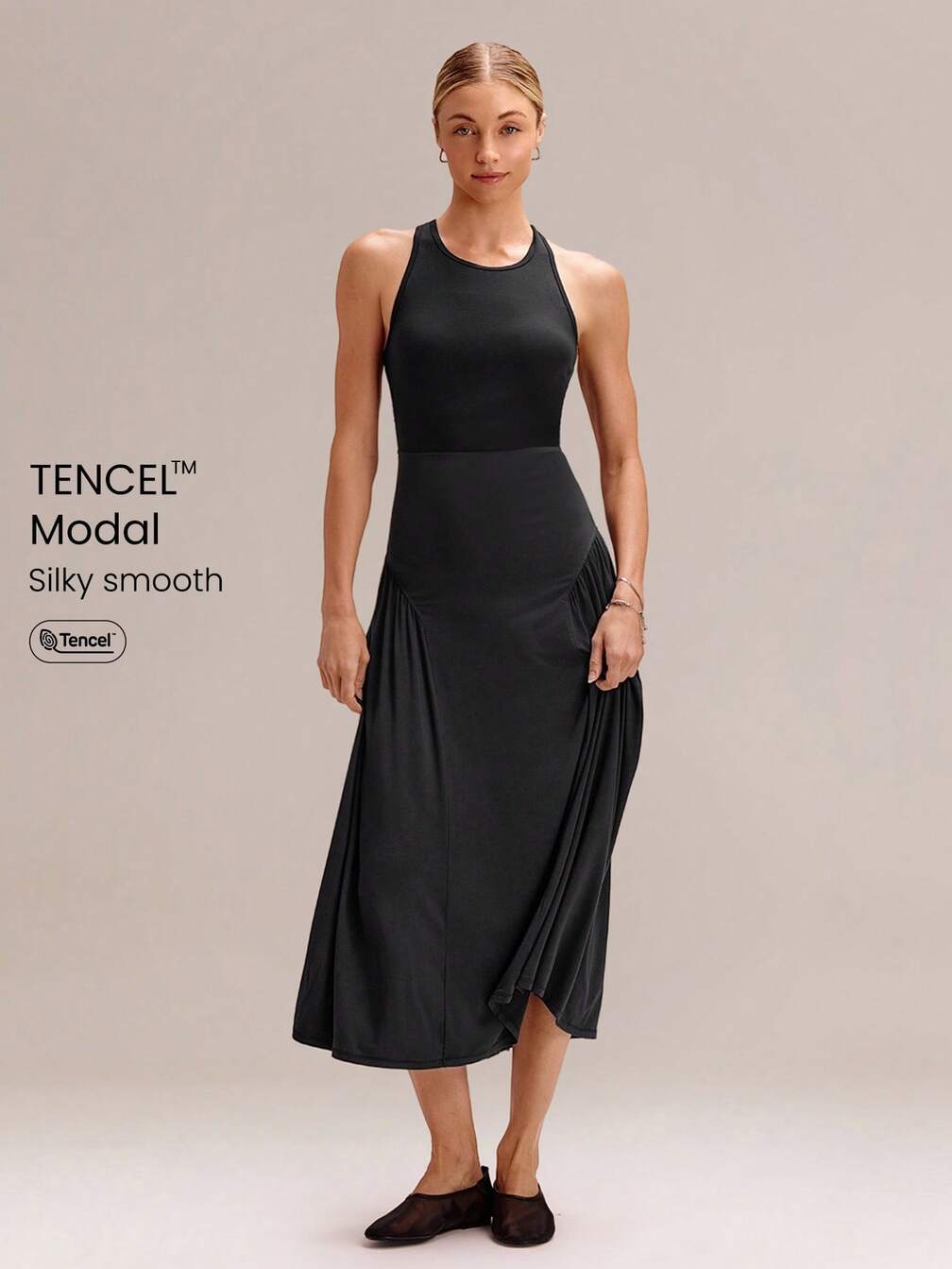 casual racerback maxi dress Astrid Racerback Maxi Dress Black / L