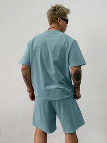 DAZY Conjunto de camisetas azul sólido para hombre, verano - Azul - Ver 2
