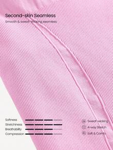 GLOWMODE 24" Ultrafine Soft Seamless Glow Ahead Ribbed Waist Removable Cups Sweetheart Neckline Bodysuit Medium Impact Training Running Workout Gym Wear - Pink - View 11