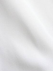 Manfinity Homme Men's Solid Color Bamboo Texture Linen-Like Mandarin Collar Casual Short Sleeve Shirt And Elastic Waist Shorts Set, Formal - White - View 7