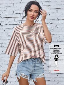 RosyDaze Petite Áo thun kẻ sọc thời trang dành cho nữ, thích hợp mặc hàng ngày và đi làm, mùa hè. - Nhiều màu - Xem 1