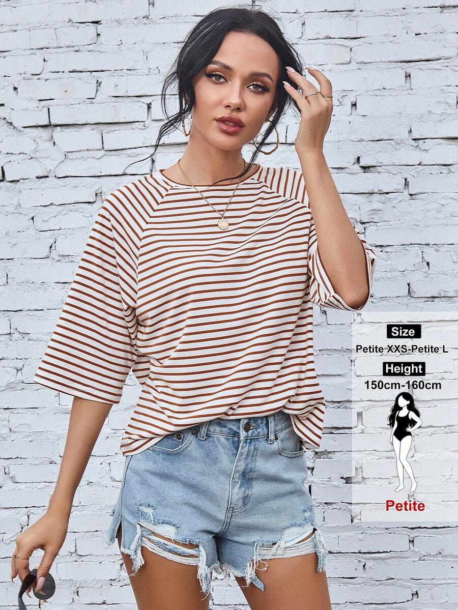 RosyDaze Petite Áo thun kẻ sọc thời trang dành cho nữ, thích hợp mặc hàng ngày và đi làm, mùa hè. - Nhiều màu - Xem 1