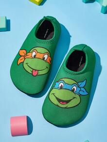 TEENAGE MUTANT NINJA TURTLES | SHEIN 幼兒與兒童戶外運動休閒時尚防滑水鞋，舒適透氣可愛卡通圖案沙灘鞋，女童粉色訓練鞋 - 綠色 - 查看 10