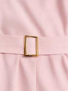 Qadelle Bộ đồ nữ 2 món thanh lịch gồm áo hai dây và quần short phối màu tương phản, áo hai dây + quần short thời trang cho mùa hè đi làm và mặc công sở. - Hồng - Xem 3