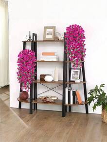 6 Piezas/10 Piezas Enredadera de Flores Artificiales de Seda Colgante Planta de Eucalipto Verde Protección UV para Exteriores Adecuada para Bodas, Porches, Salas de Estar, Paredes de Oficina, Patios, Estanterías, Decoración del Hogar - Color del loto rojo - Ver 2