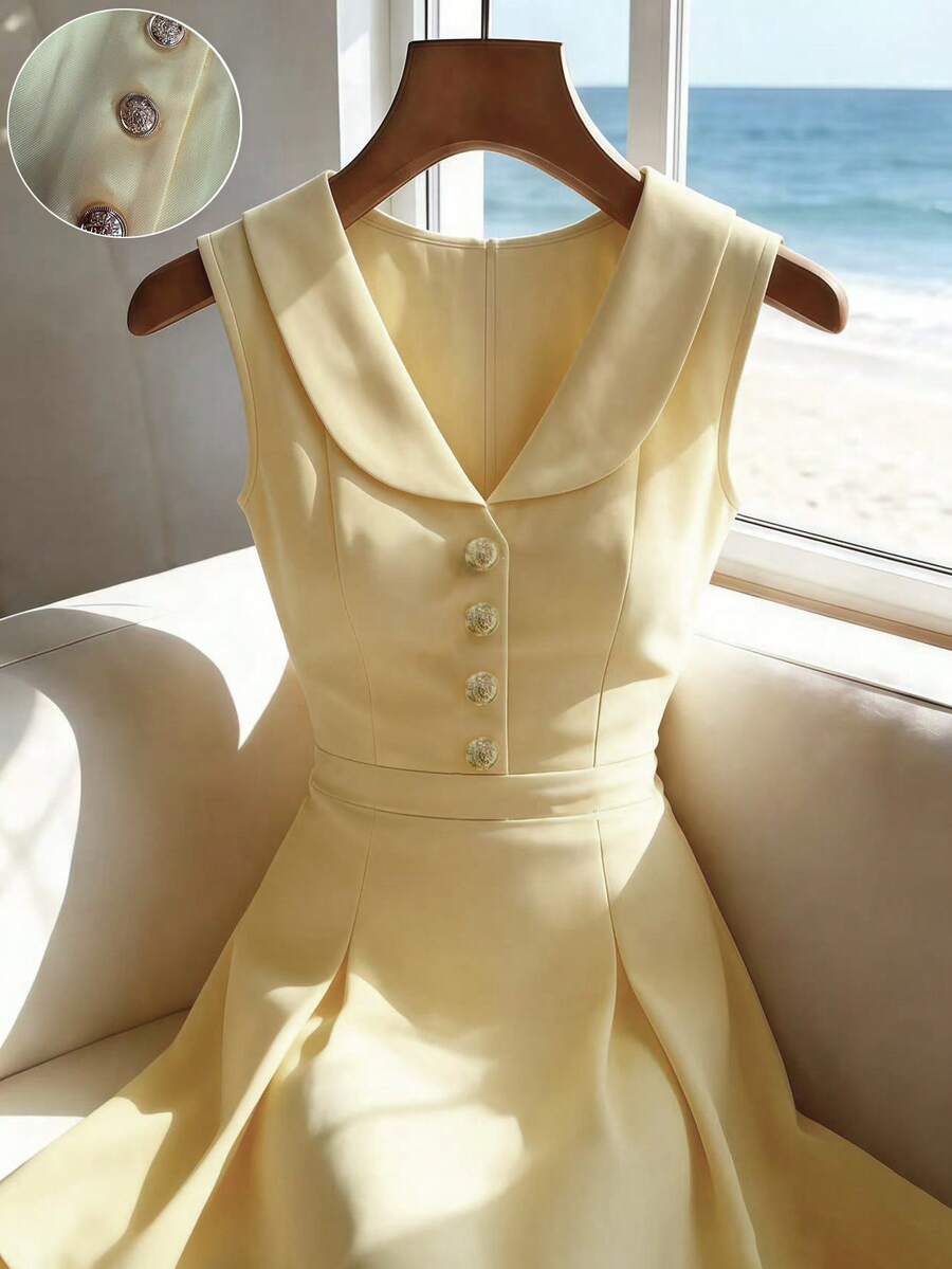 GlowEve Đầm công sở thanh lịch thuộc dòng Yellow Series dành cho nữ - Màu vàng - Xem 1