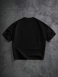Manfinity ZONE917 Black Label Men's Drop Shoulder Short Sleeve T-Shirt - Black - View 5
