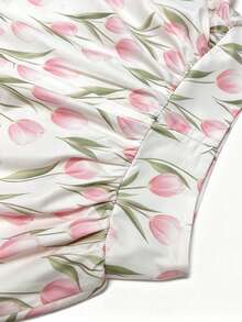 SHEIN LUNE 2026新款優雅風格女款波點高腰喇叭裙，通勤風復古靈感女裙 - 彩色 - 查看 5